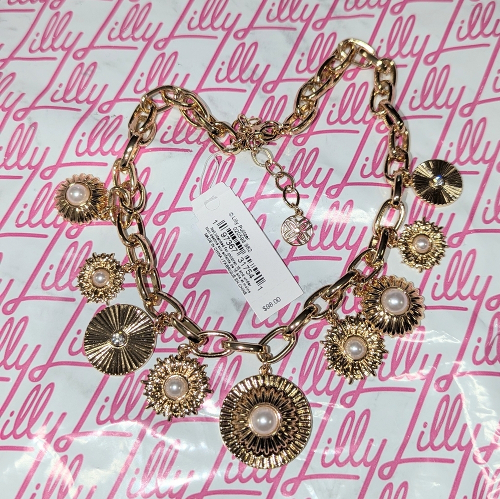 NEW LILLY PULITZER women's canopy colony Necklace in gold
